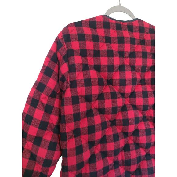 Jenni Kayne x Crescent Down Works Buffalo Check Plaid Flannel Jacket Red Size M - Picture 8 of 10